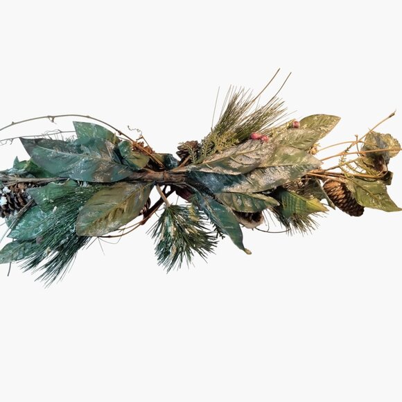 Holiday Pinecone Berry Swag Garland Red Ribbon Bow Handcrafted - Picture 9 of 9